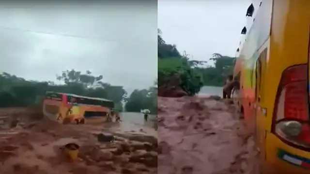 Bus interprovincial fue arrastrado tras la caída de un huaico